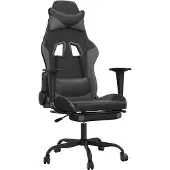 vidaXL Gaming-Stuhl mit Massage & Fußstütze Schwarz & Grau Kunstleder