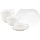 Villeroy & Boch Tasse "Teetassen mit Untertassen Royal 120 ml 6er Set weiß", weiß, B:15cm H:7,5cm Ø:15cm, Porzellan, Trinkgefäße, Tasse, Spülmaschinengeeignet, Mikrowellengeeignet