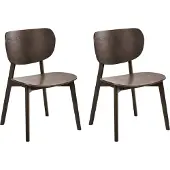 Beliani Esszimmerstuhl 2er Set Dunkle Esche Gummibaumholz ohne Armlehnen Skandi Minimalistisches Design Holzstuhl