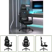 The Living Store Gaming-Stuhl mit Fußstütze Schwarz Kunstleder