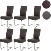 Mendler 6er-Set Esszimmerstuhl HWC-G56, Küchenstuhl Freischwinger Stuhl, Textil Wildleder-Optik grau