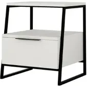 Dmora Nachttisch Dkastrat, Niedrige Kommode, Tisch, Multifunktionaler Nachttisch, 45x40h50 cm, Weiß