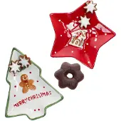 MamboCat 2tlg Keksteller Set Patisserie Weihnachten Tannenbaum Stern Gebäckteller Snacks