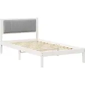 vidaXL Bettgestell mit gepolstertem Kopfteil Hellgrau 100 x 200 cm