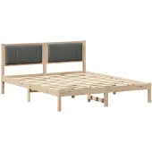 vidaXL Bettgestell mit gepolstertem Kopfteil Dunkelgrau 160 x 200 cm