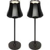 QAZQA Set mit 2 Retro-Tischleuchten Schwarz wiederaufladbar IP44 - Granny