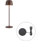 QAZQA Tischleuchte Rostbraun inkl. LED Wiederaufladbar mit Ladestation IP65 - Raika
