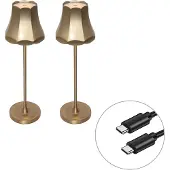 QAZQA Set mit 2 Retro Tischleuchten RoséGold wiederaufladbar IP44 Granny