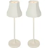 QAZQA Set mit 2 Retro Tischleuchten CremeWeiß wiederaufladbar IP44 Granny