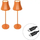 QAZQA Set mit 2 Retro-Tischleuchten orange wiederaufladbar IP44 - Granny