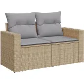 vidaXL Gartensofa-set 12 stk. 8-Sitzanzahl Beige und Hellgrau
