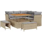 vidaXL Gartensofa-set 8 stk. 5-Sitzanzahl Beige und Hellgrau