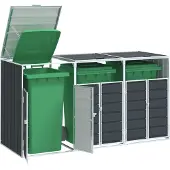 vidaXL Mülltonnenbox für 3 Tonnen Anthrazit 216x81x115 cm Stahl
