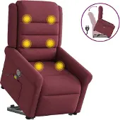 Syfax Massagesessel mit Aufstehhilfe Weinrot Stoff