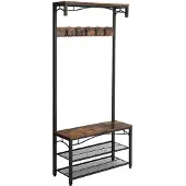 Helloshop26 Garderobe mit Schuhregal, Bank und Industriehaken 12_0000892