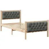 vidaXL Bettrahmen Dunkelgrau 90 x 200 cm Massives Kiefernholz