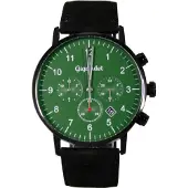 Gigandet Armbanduhr Herren Edelstahl Lederband Grün Schwarz G21-010
