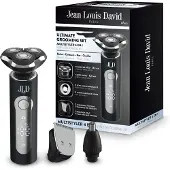 Jean Louis David Multifunktionaler Haarschneider – – 4-in-1-Grooming-Set – 3 Aufsätze – Digitalanzeige – Schwarz