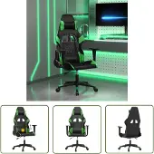 The Living Store Gaming-Stuhl mit Massagefunktion Schwarz und Grün Kunstleder