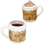 MamboCat 2x Lebkuchenhaus Becher Steingut hellbraun 350 ml Kaffee Weihnachten
