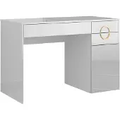 Vicco Schreibtisch Adela Weiß Hochglanz 115 x 55 cm mit 3 Schubladen, Model 43657