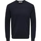 Only & Sons Rundhalspullover "WYLER LIFE CREW KNIT", Herren, Gr. XL, blau (navy), Strick, Obermaterial: 78% Viskose, 22% Polyester, normal normal, Rundhals, Bündchen, Pullover Rundhalspullover