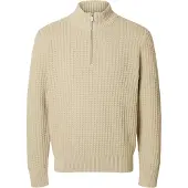 Selected Herren Pullover & Cardigans Slhtom Ls Knit Structure Half Zip - Beige - Größe XL