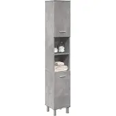 vidaXL Badezimmerschrank Betongrau 30x30x179 cm Holzwerkstoff