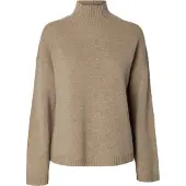 Selected Damen Pullover & Cardigans Slfcille Cashmere Blend High Neck Noos - Beige - Größe S
