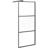 vidaXL Duschwand für Walk-In Dusche 90x195 cm ESG Halbmattiert Schwarz
