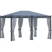 The Living Store Pavillon mit Mückennetze 3x4 m Anthrazit Stahl
