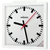 Peweta Funk-Wanduhr mit Sekundenanzeiger, 50x50 cm, Zifferblatt DIN-Balken, Batteriebetrieb