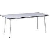Beliani Gartentisch Biege u. Weiß HPL-Platte Steinoptik Rechteckig 180x90 cm mit Metallgestell Aluminium Modern Outdoor Esstisch für 6 Personen