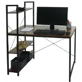 Mendler Schreibtisch mit Regal HWC-K81, Laptoptisch Bürotisch Arbeitstisch, 100x60cm Metall MDF braun