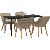 vidaXL Garten Essgruppe 5 Stk. Beige Poly-Rattan
