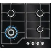 Electrolux KGG64362K, Schwarz, Integriert, 60 cm, Gaskochfeld, Glas, 4 Zone(n)