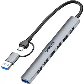 UNITEK H1209AGY01, USB Typ-C, 5000 Mbit/s, Grau, Aluminium, Rundkabel, 140,5 mm