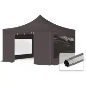 TOOLPORT 4x4m Stahl Faltpavillon, inkl. 4 Seitenteile, dunkelgrau