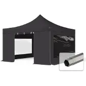 TOOLPORT 4x4m Stahl Faltpavillon, inkl. 4 Seitenteile, schwarz
