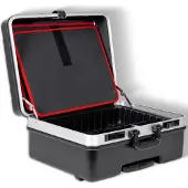 Stier Werkzeugkoffer Trolley leer, robuster Rollkoffer mit ABS-Kunsstoff & Aluminium, Toolbox schwarz mit Rollen inkl. Sicherheitsschlösser, praktische Taschen für Werkzeug