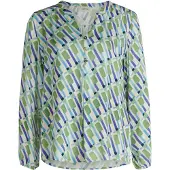 Cartoon Casual-Bluse mit Knöpfen in Green/Blue | Gr.: 40