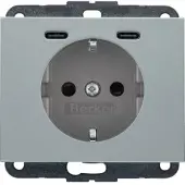 Berker 48157003 Steckdose SCHUKO/USB CC 20W PD K.x, alu matt, lackiert