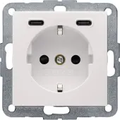 Berker 48158982 Steckdose SCHUKO/USB CC 20W PD S.1, weiß glänzend