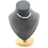 Bijoux Steine und Mineralien. Halskette mit 10 Kunzitperlen aus Brasilien. Kette aus Edelstahl. Halskette für Frauen, Männer. Anpassbare Größe.