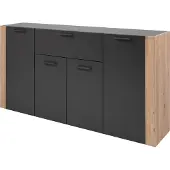 Die Möbelfundgrube Sideboard mit Schublade anthrazit Artisan Eiche 162 cm - CENTO