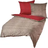 TRAUMSCHLAF Mako-Satin Wendebettwäsche Texture 200x200 cm + 2x 40x80 cm rot