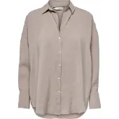 ONLY Hemdbluse "ONLZAZIMA L/S LOOSE SHIRT WVN NOOS", Damen, Gr. M, silber (silber mink), Web, Obermaterial: 84% Modal, 16% Polyester, unifarben, oversize Po-bedeckend, Blusen Hemdbluse