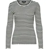 Selected Damen Tops & T-Shirts Anna Ls Crew Neck Tee Stripe - Wit - Größe XS