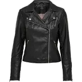 ONLY Lederimitatjacke "ONLGEMMA – Bikerjacke mit asymmetrischem Reißverschluss" tailliert, casual, Lederimitat, Reißverschlusstaschen