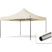 TOOLPORT 4x4m Stahl Faltpavillon, ohne Seitenteile, creme